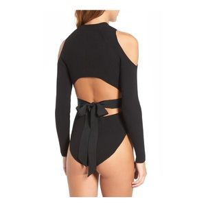 Olivia Palermo + Chelsea28 Rib Tie Back Bodysuit S